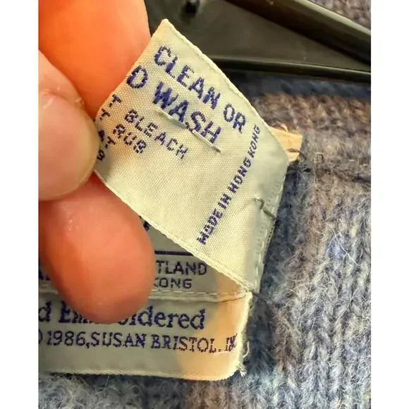 Vtg Susan Bristol Hand Knit 100% Shetland Wool Sweater Vest 1986 Women Large - Picture 11 of 11